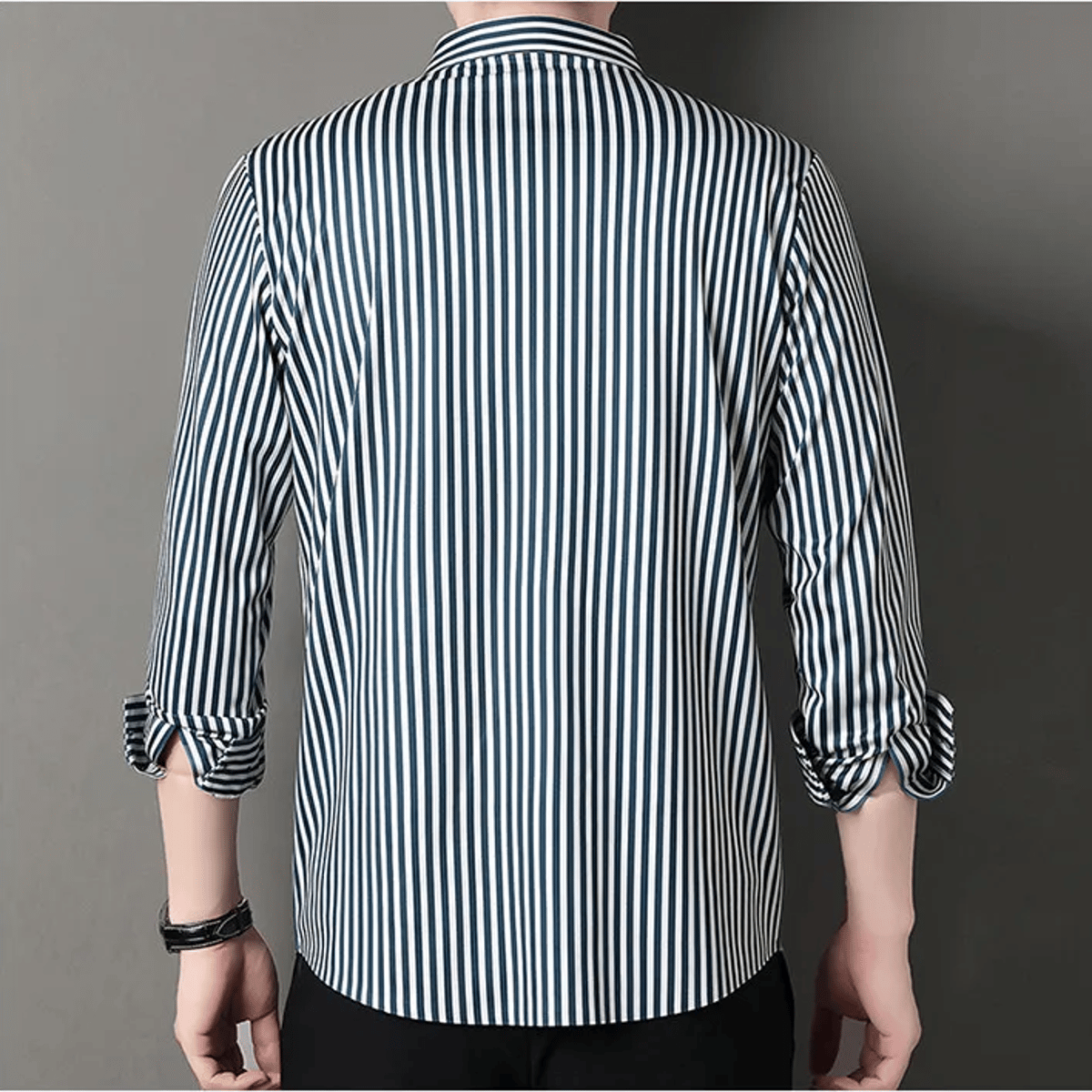 Men's Long-Sleeve Striped Shirt Slim-Fit Formal Business Style Men's Long-Sleeve Striped Shirt Slim-Fit Formal Business Style