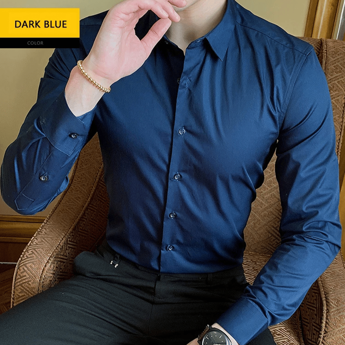 Men’s Long Sleeve Business Shirt Smart Casual Classic Style