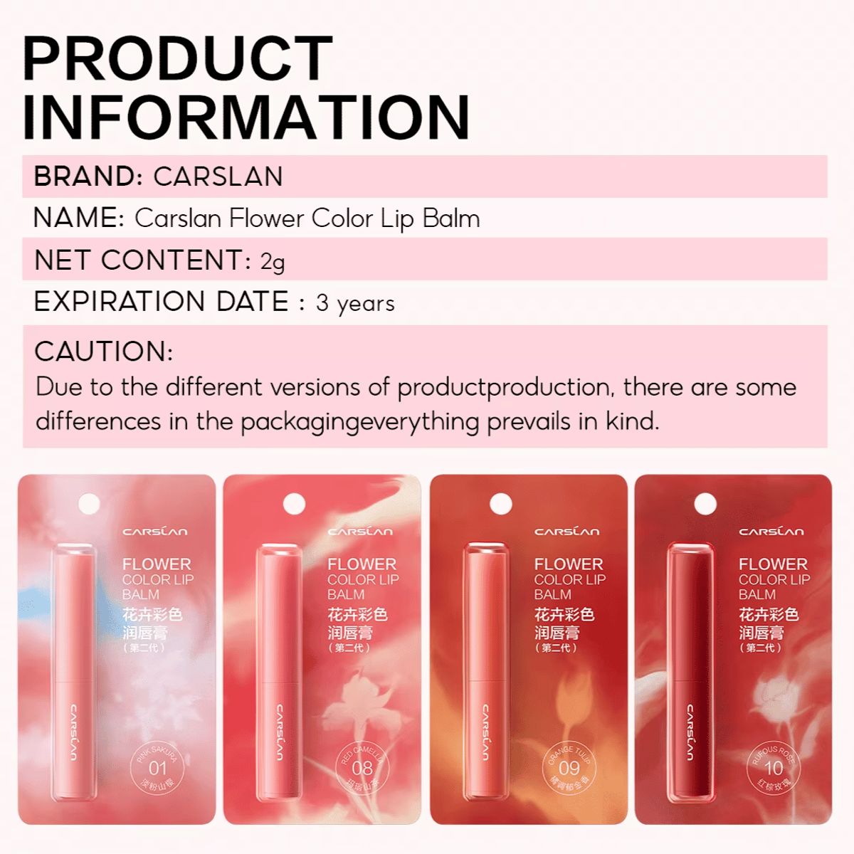 Moisturizing Flower Essence Lip Balm with Natural Gloss Finish Carslan - Women's Lips 5