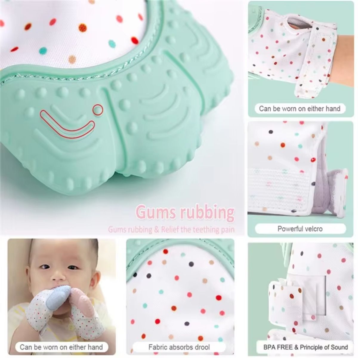 Organic 2-in-1 Baby Teether & Pacifier Mitt – BPA-Free, Nonslip Pikkaboo - Kids's Other Accessories 5