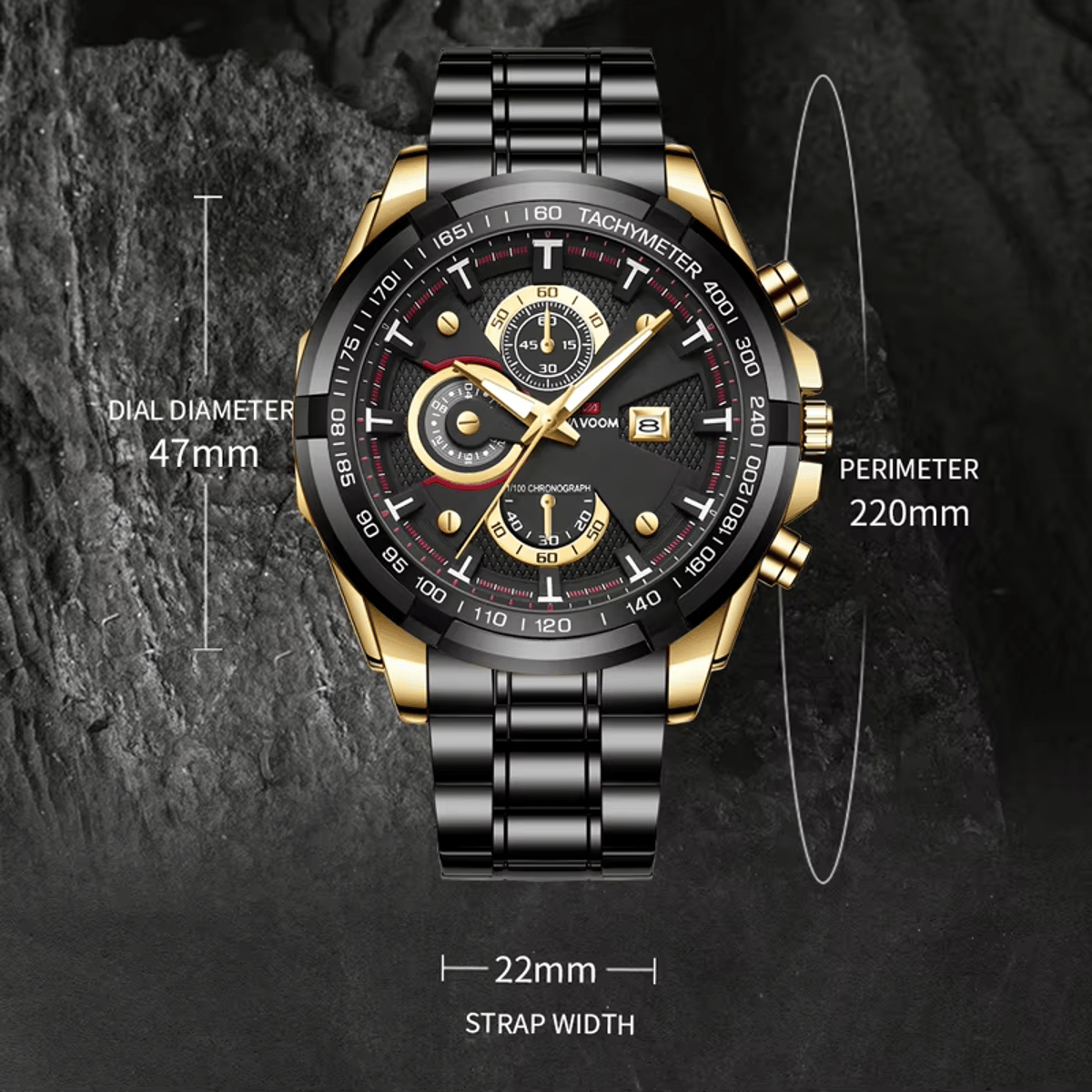 Bold Men's Quartz Watch with Large Dial and Night Light