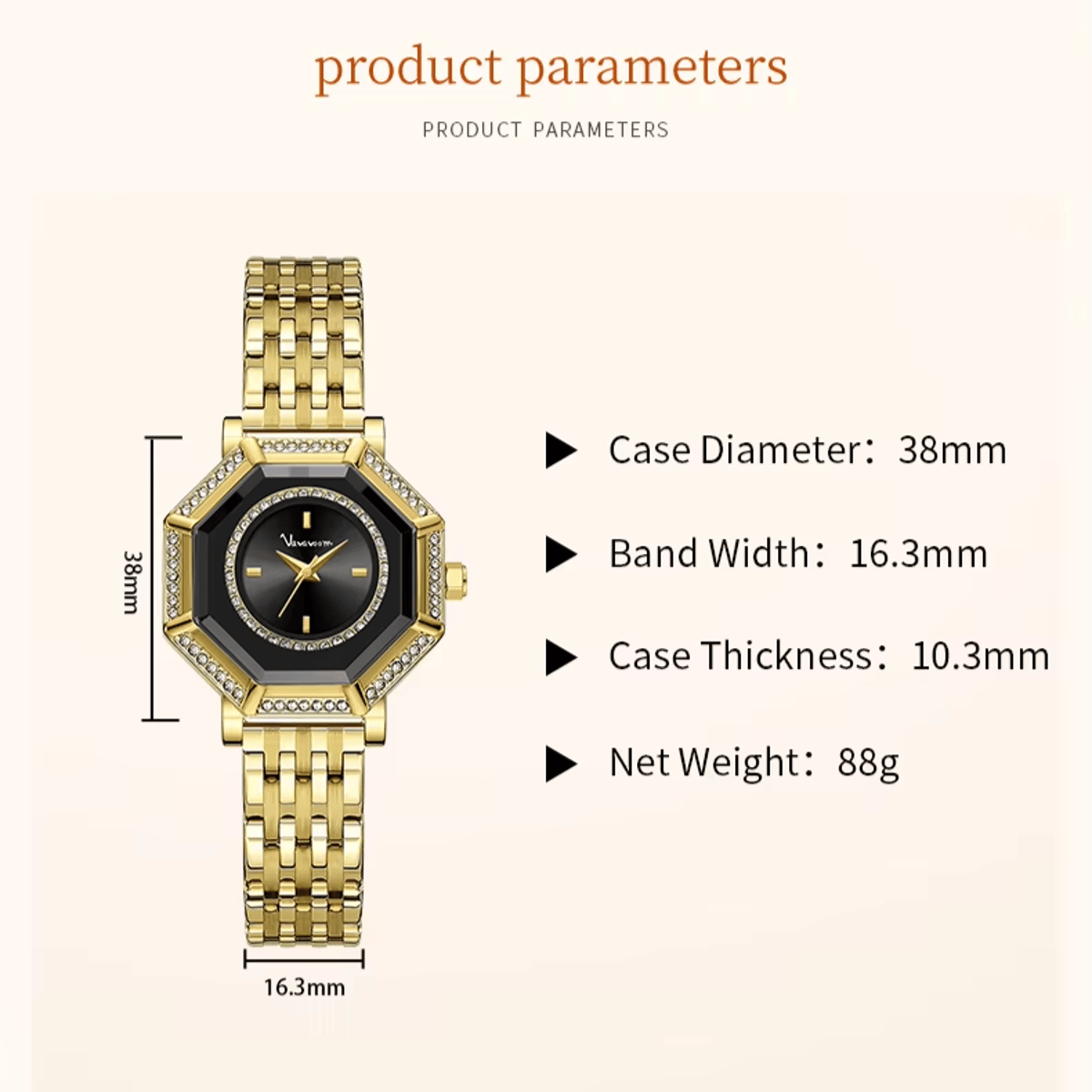 Elegant Geometric Rhinestone Women Watch with Stainless Steel Mesh VA VA VOOM - Women's Dress Watches 4