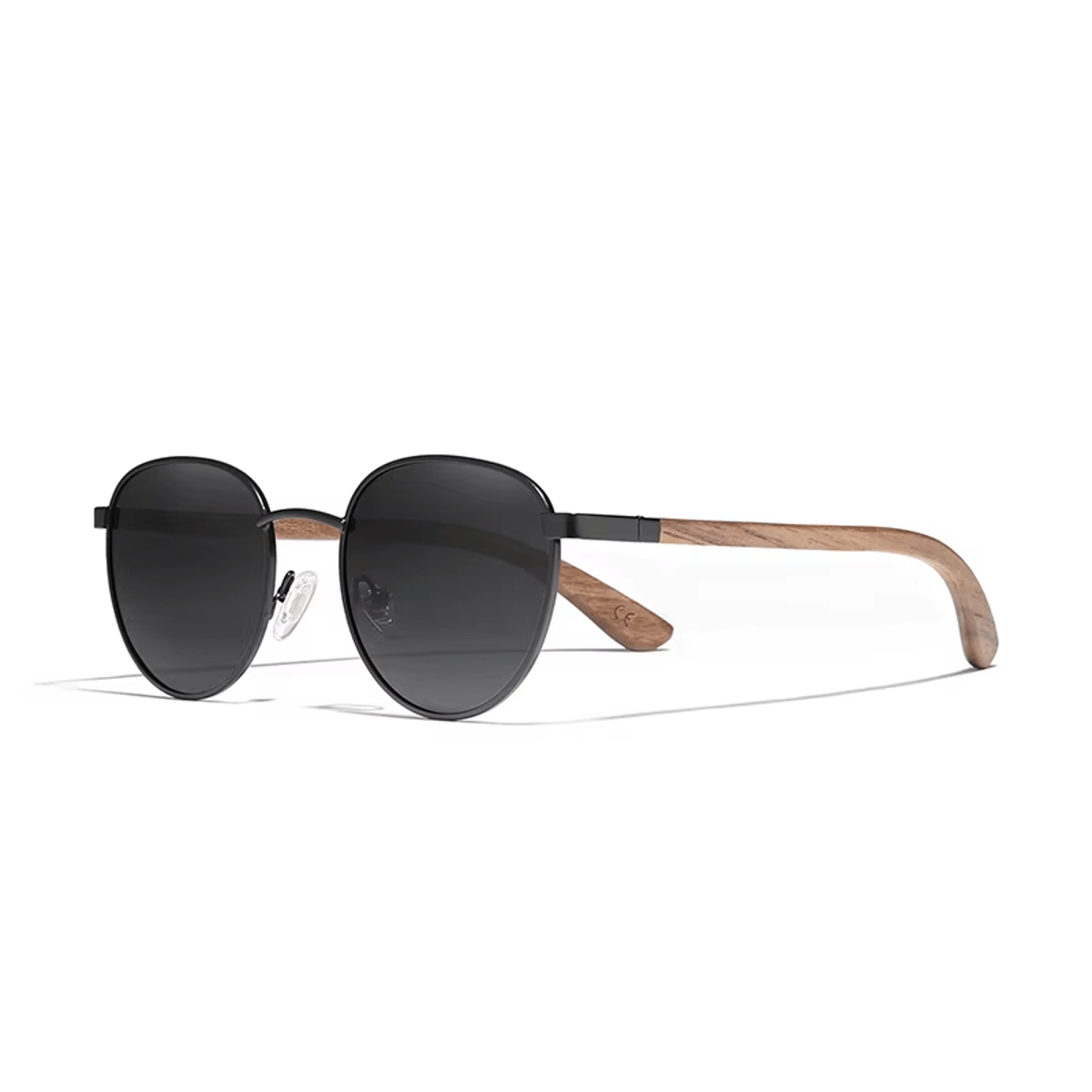 Classic Round Wooden Polarized Sunglasses with UV400 Mirror Lens Kingseven - Women's Round Sunglasses