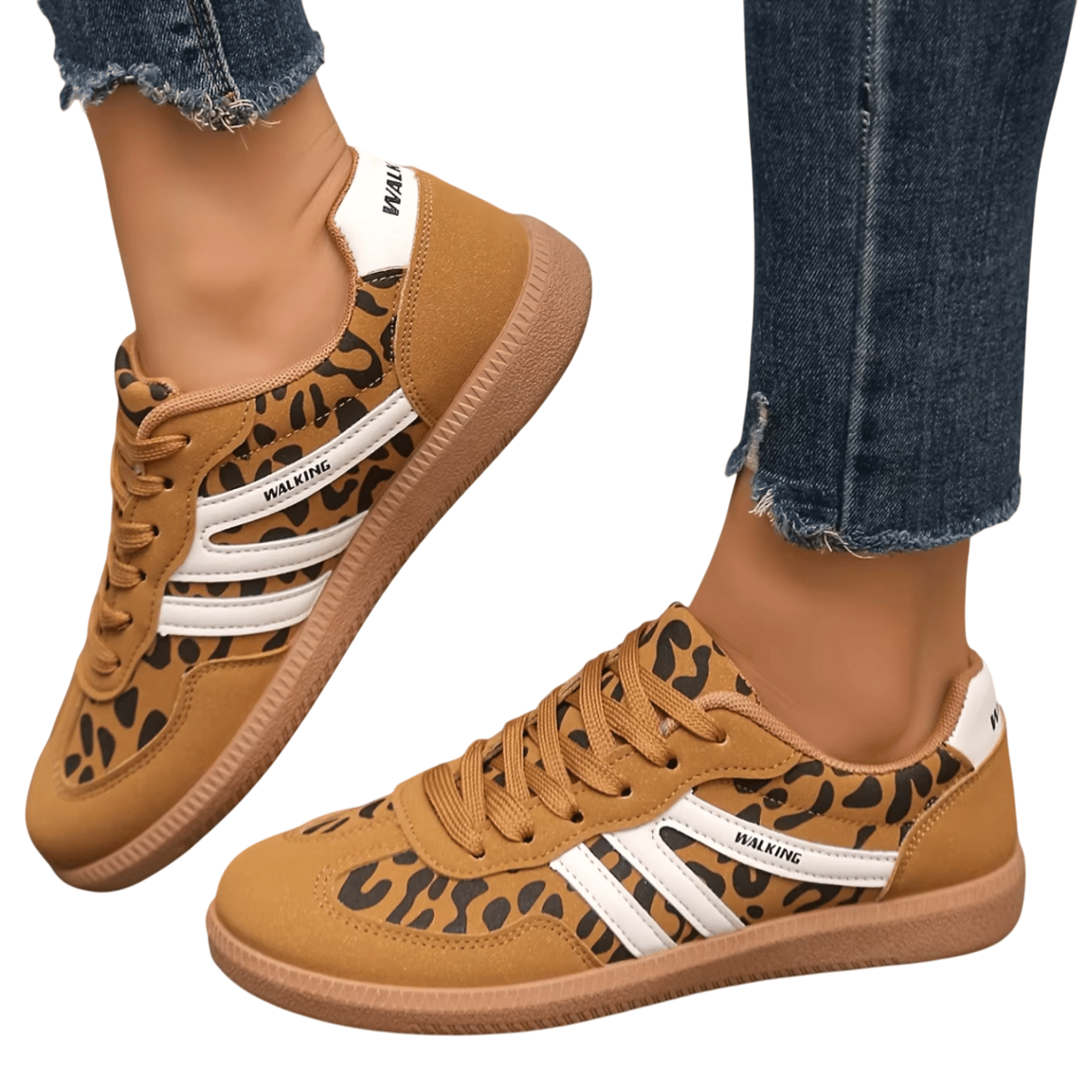Comfortable Women's Leopard Print Sneakers for Casual Everyday Wear Bzqbzx - Women's Low Top Sneakers