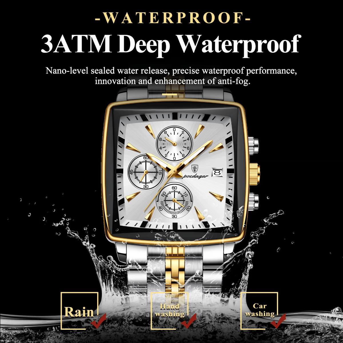 POEDAGAR Fashionable Men’s Chronograph Waterproof Luminous Quartz Watch