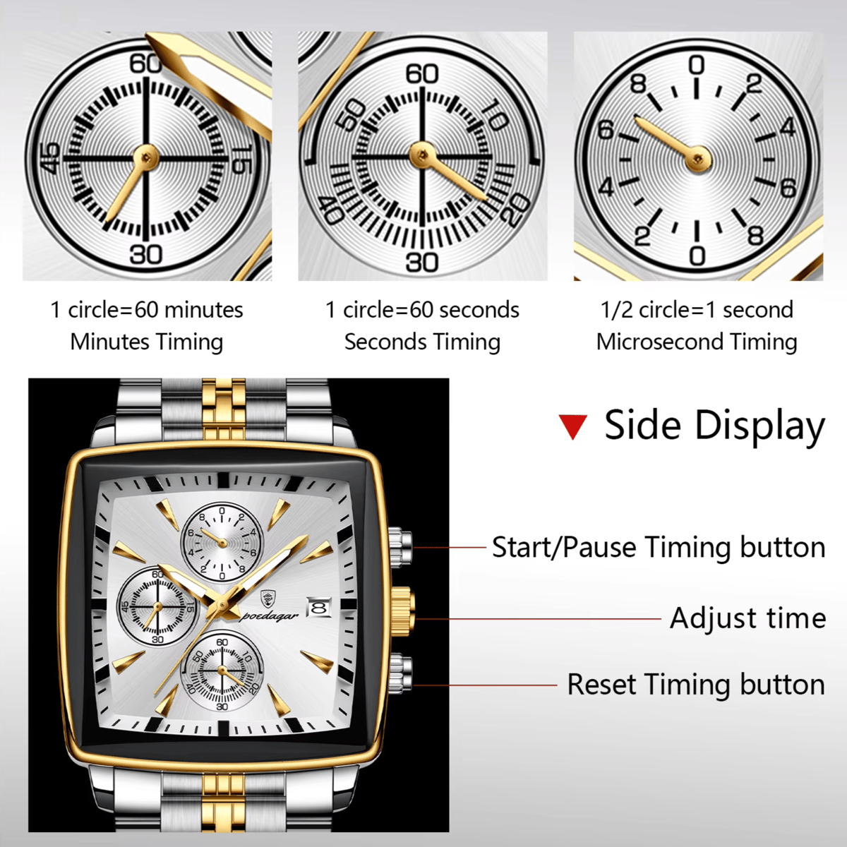 POEDAGAR Fashionable Men’s Chronograph Waterproof Luminous Quartz Watch