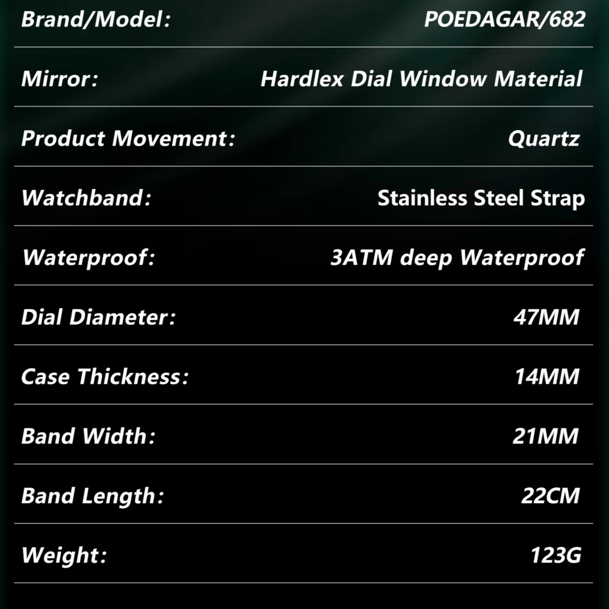 POEDAGAR Luxury Stainless Steel Luminous Quartz Sports Watch