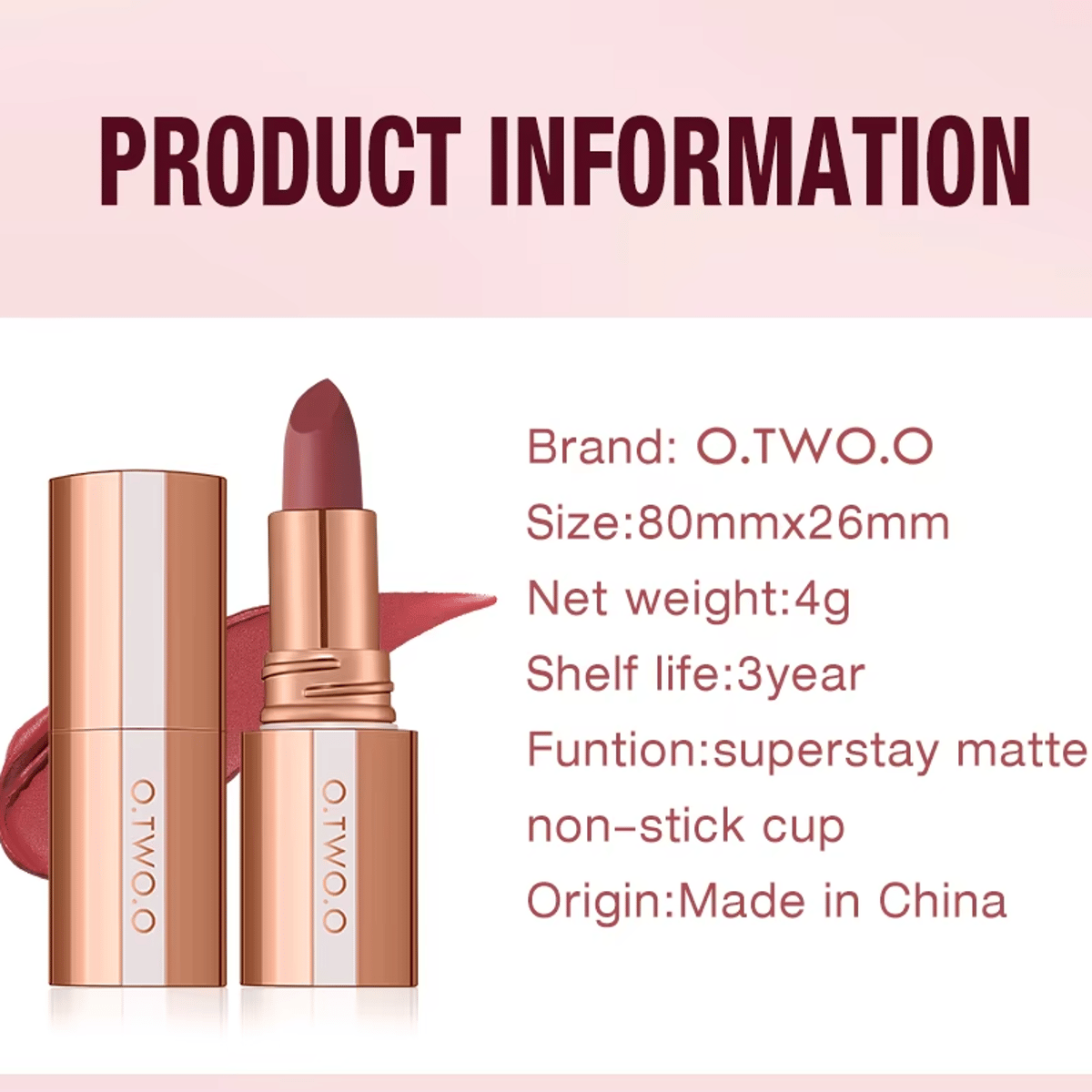 Long-Lasting Matte Lip Tint with Waterproof Velvet Finish O.TWO.O - Women's Lips 5