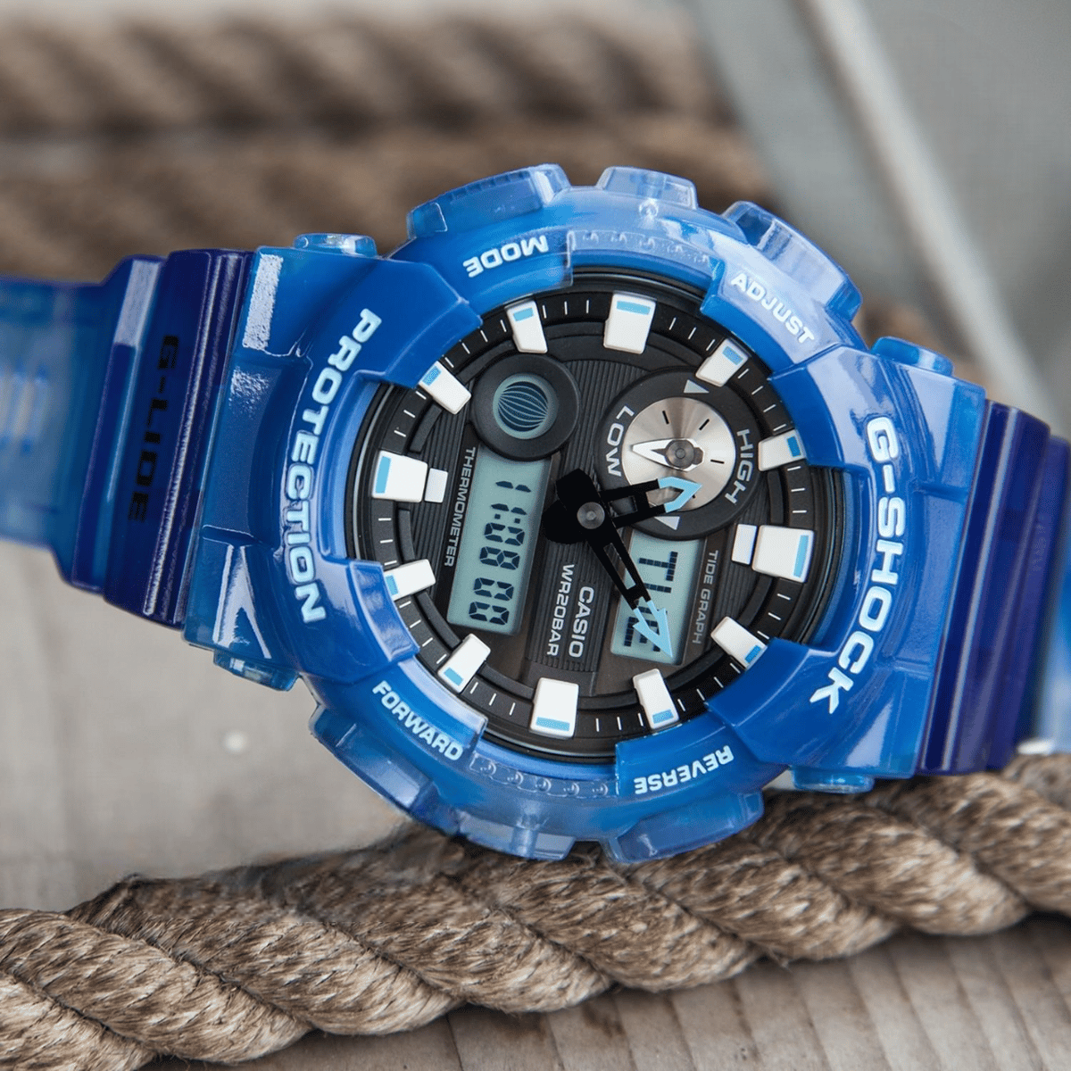 Stylish Men's Blue Resin Band Analog-Digital Watch - GAX-100MSA-2ADR Stylish Men's Blue Resin Band Analog-Digital Watch - GAX-100MSA-2ADR