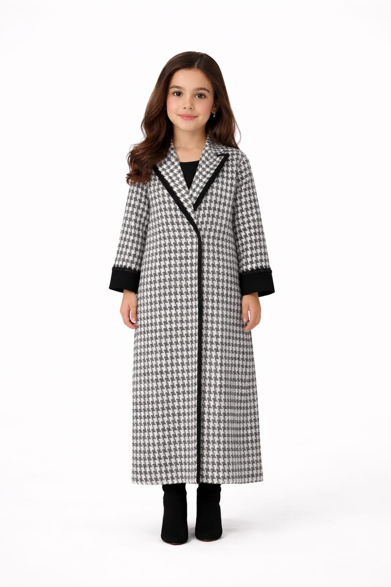 Mini Me Collection Elegant Kids Abaya - Premium Tweed Long Modest Dress Msquare Fashion - Kids's Abayas 10