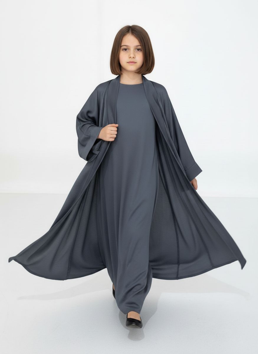 Premium 3-Piece Kids Abaya Set - Lightweight Harir Maqsood Modest Wear for Girls Msquare Fashion - Kids's Abayas 2