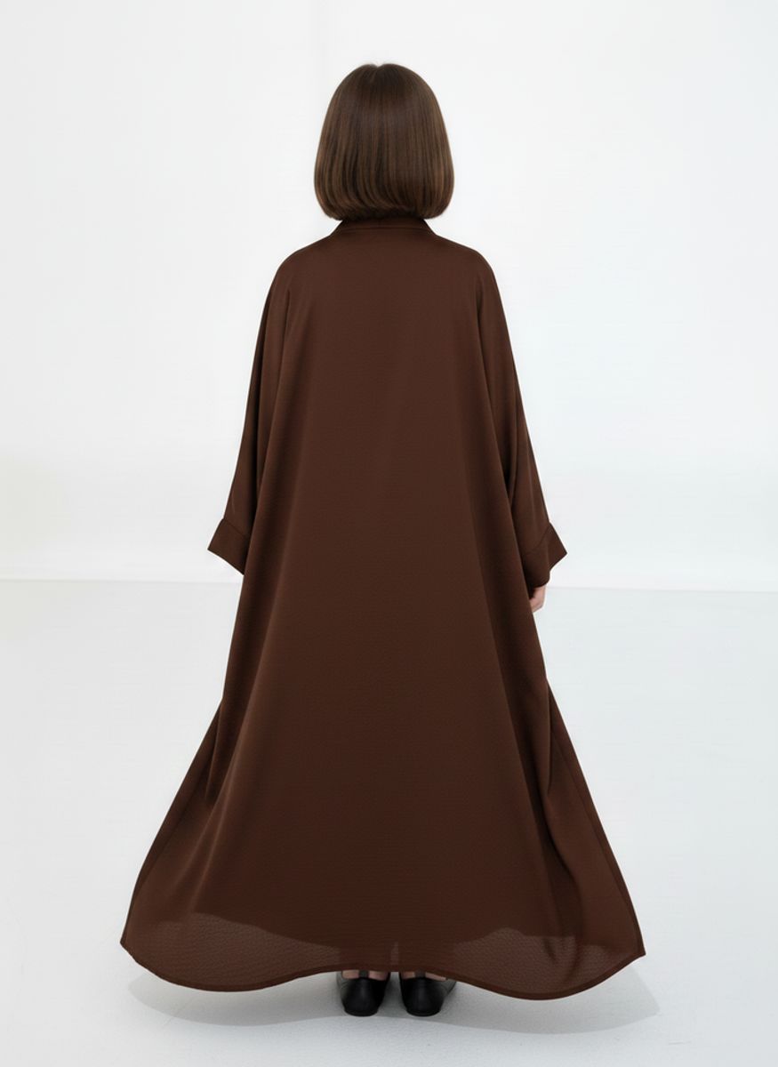 Brown Premium 3-Piece Kids Abaya Set - Lightweight Harir Maqsood Modest Wear for Girls Msquare Fashion - Kids's Abayas 4