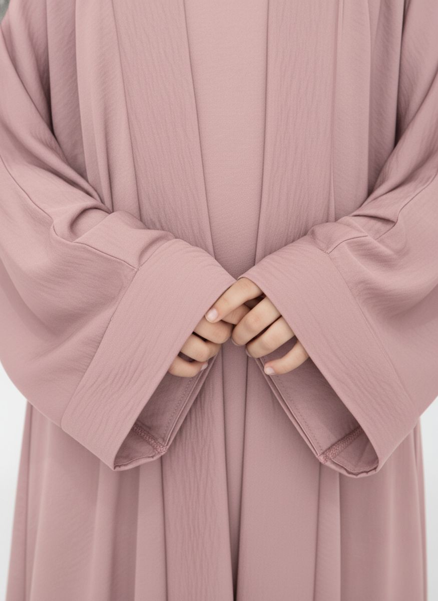 Pink Premium 3-Piece Kids Abaya Set - Lightweight Harir Maqsood Modest Wear for Girls Msquare Fashion - Kids's Abayas 4