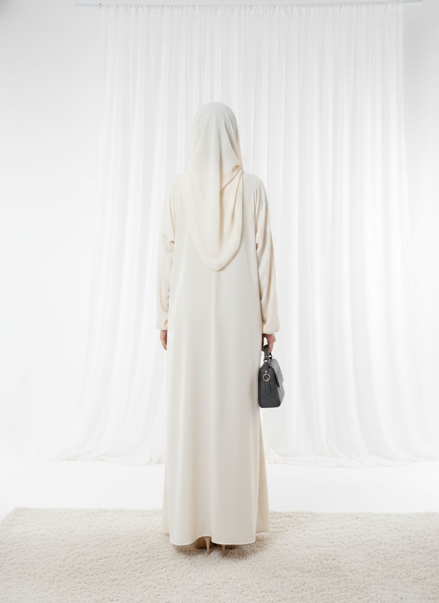Harir Maqsood Beige Prayer Abaya - Attached Hijab Design Msquare Fashion - Women's Abayas 1