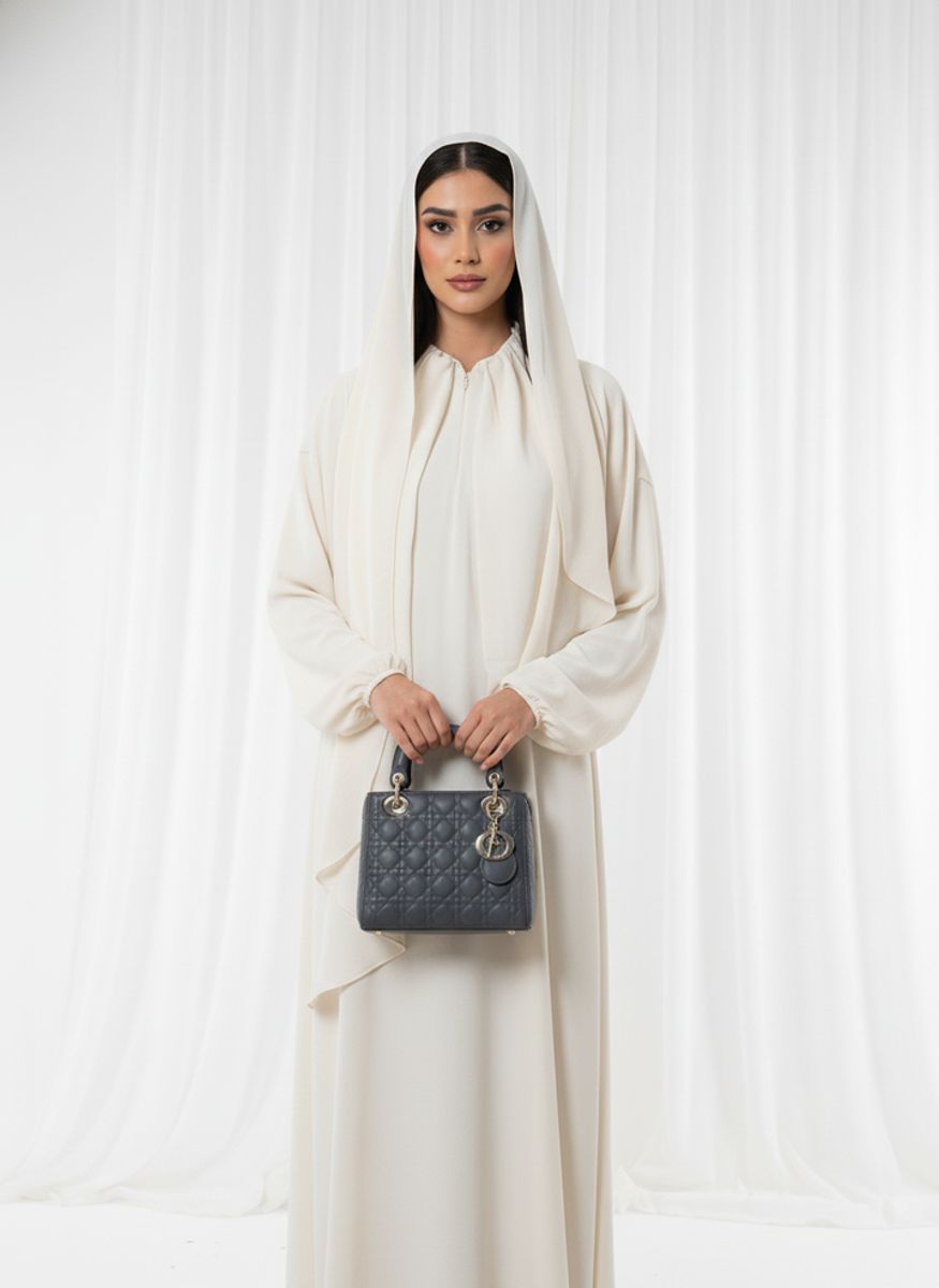 Harir Maqsood Beige Prayer Abaya - Attached Hijab Design Msquare Fashion - Women's Abayas 2