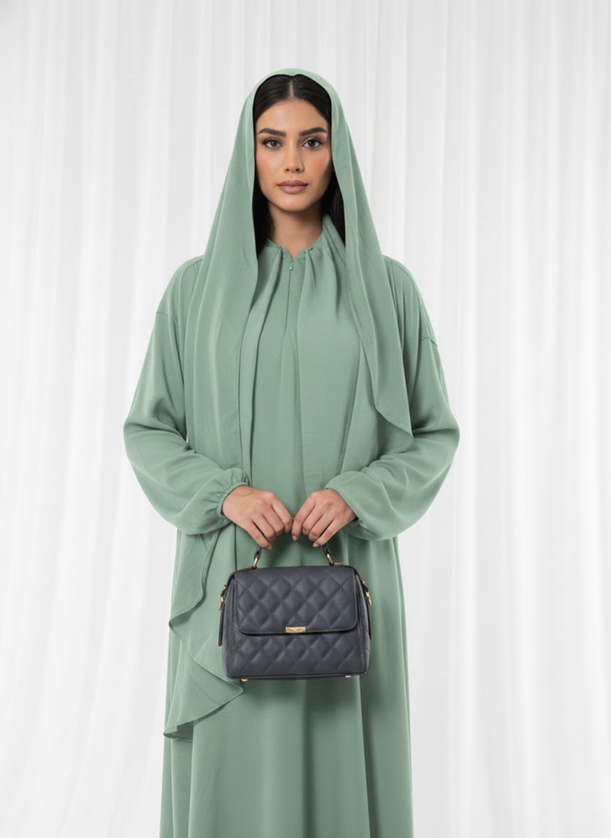 Harir Maqsood Green Prayer Abaya I Attached Hijab Design Msquare Fashion - Women's Abayas 2