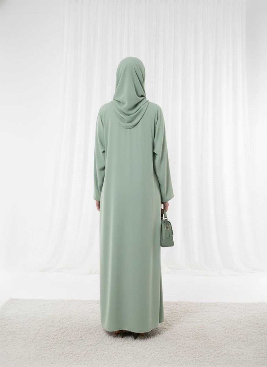 Harir Maqsood Green Prayer Abaya I Attached Hijab Design Msquare Fashion - Women's Abayas 3