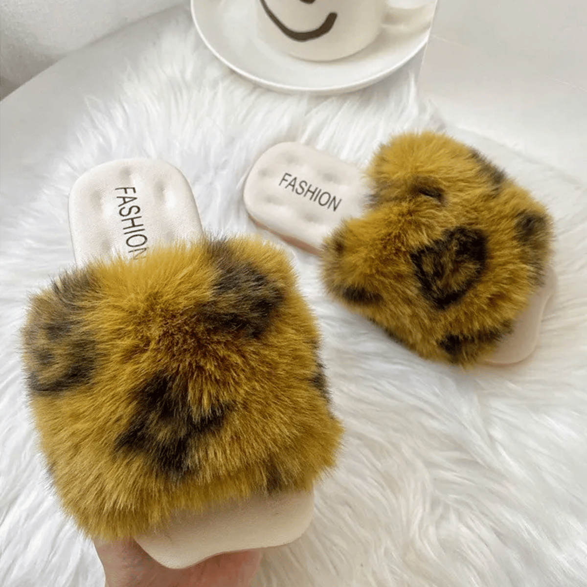 Girls Fleece Slippers Clover Printed Slip On Home Outdoor Shoes Zyczwl - Kids's Bedroom Slippers 3
