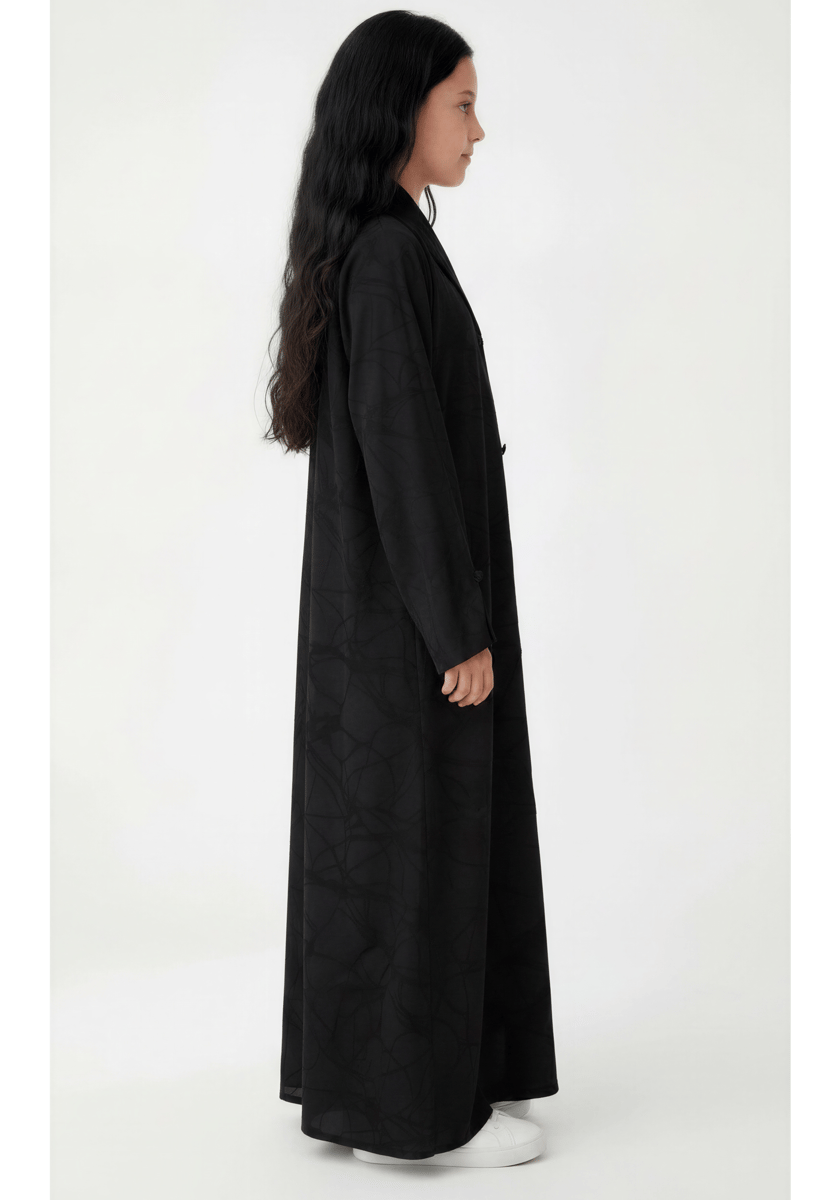 Msquare Fashion Girls Abstract Print Abaya with Matching Chiffon Headscarf