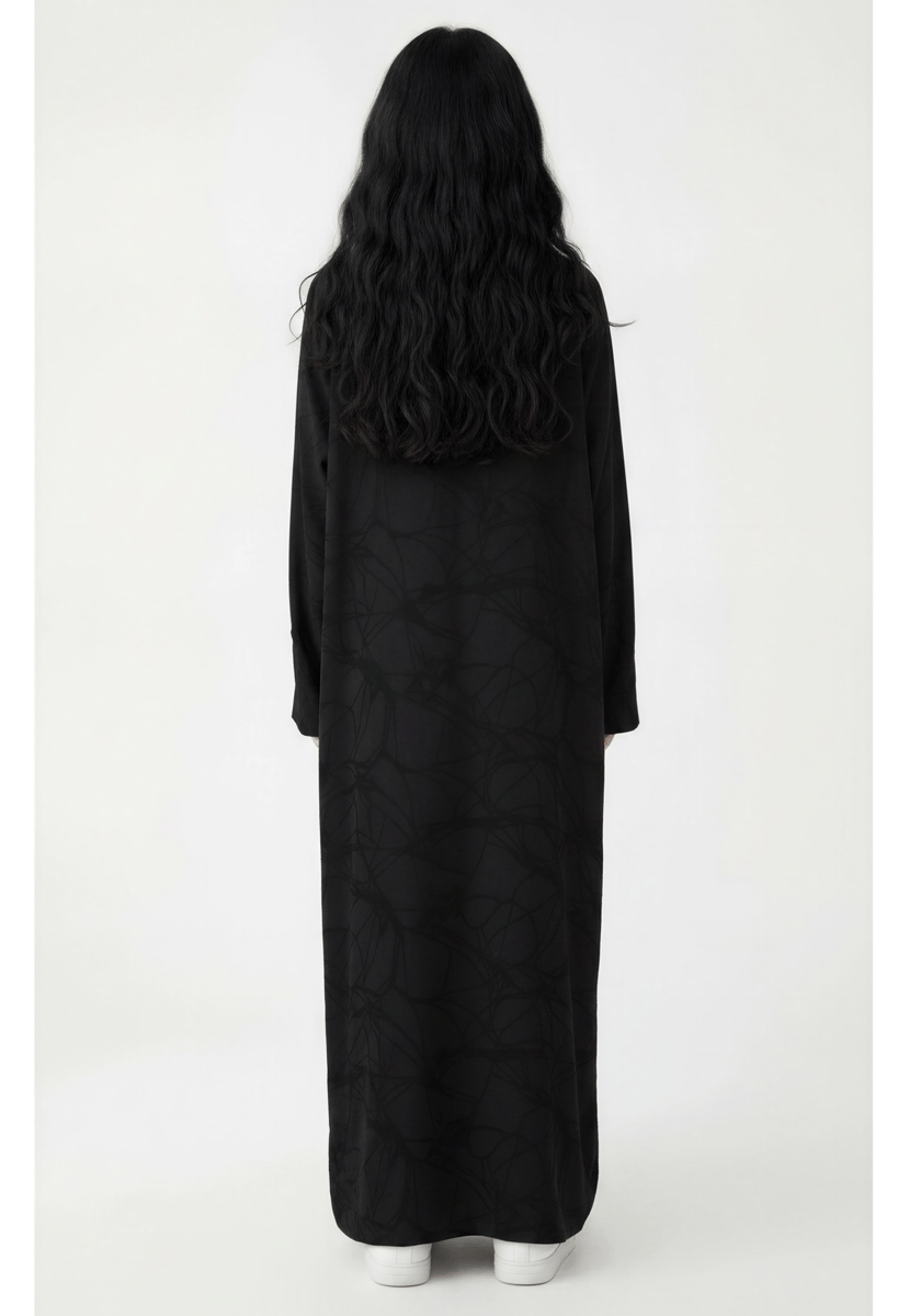 Msquare Fashion Girls Abstract Print Abaya with Matching Chiffon Headscarf
