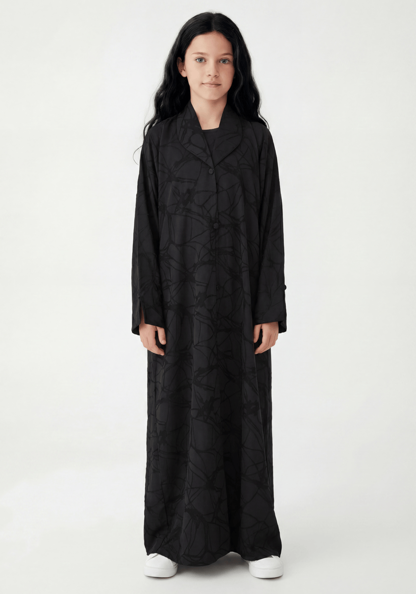 Msquare Fashion Girls Abstract Print Abaya with Matching Chiffon Headscarf