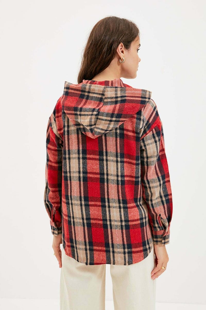 Plaid Check Hooded Shirt - Shirts & Blouses 26