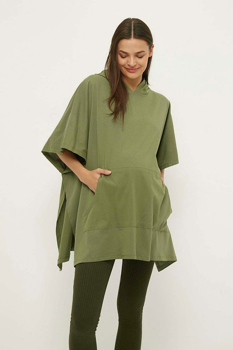 1_org_zoom Pocket Detail Hooded Maternity Dress Sweatshirt - Maternity Dresses 15