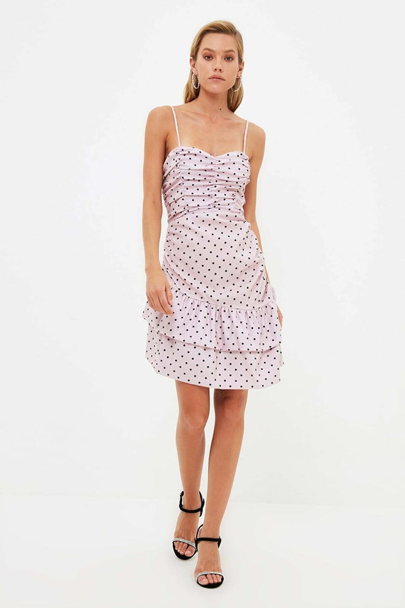 1_org_zoom Powder Draped Dress - Mini Dresses 15