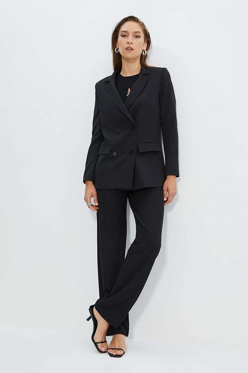 1_org_zoom Regular Lined Double Breasted Closure Woven Blazer Jacket - Blazers & Coats 65