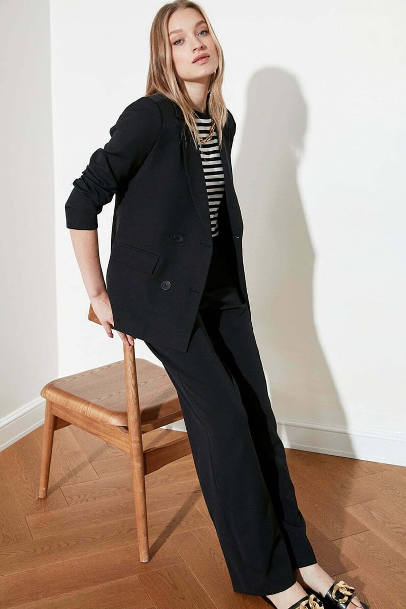 1_org_zoom Regular Lined Double Breasted Closure Woven Blazer Jacket - Blazers & Coats 70