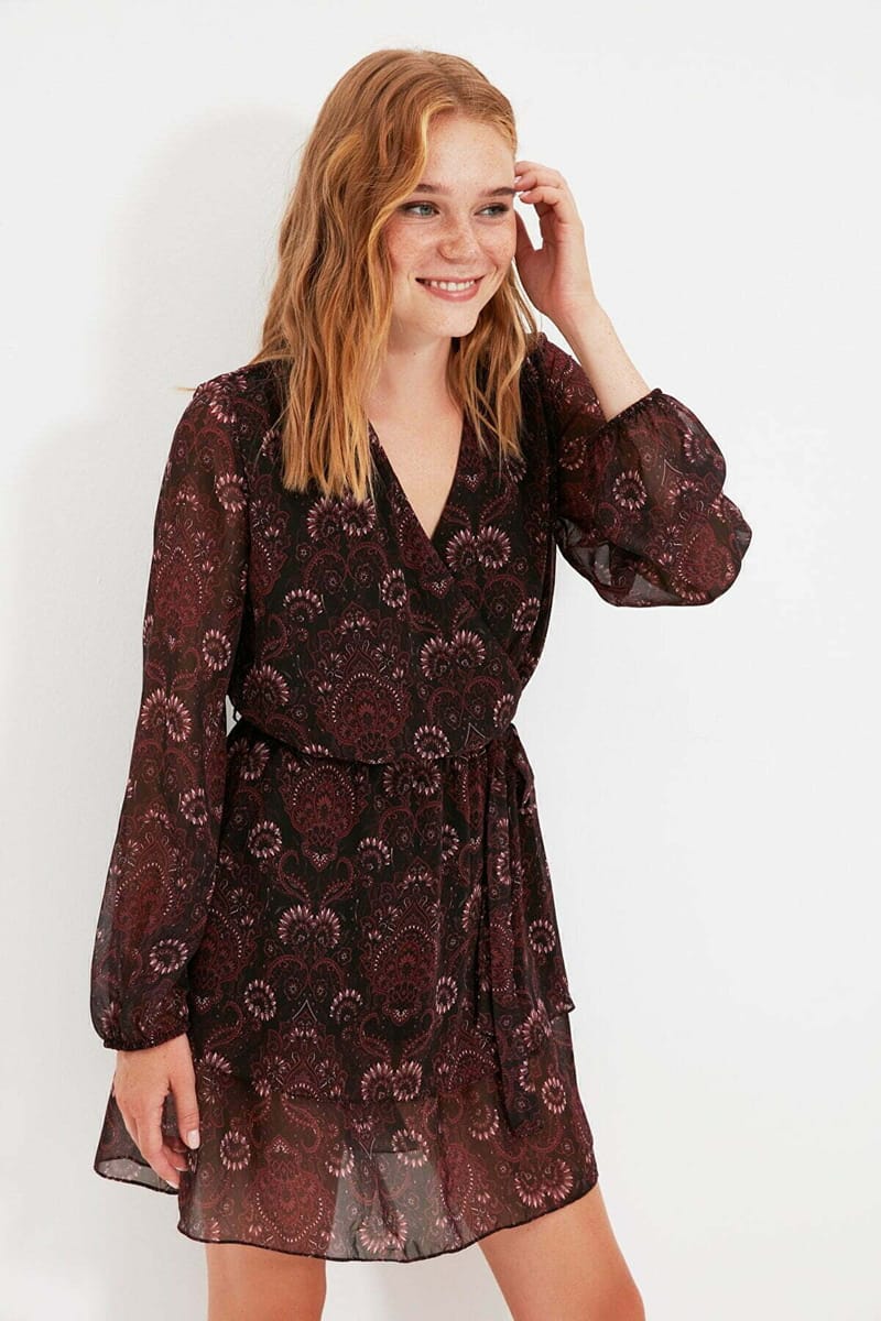1_org_zoom Printed V-Neck Dress - Mini Dresses 20