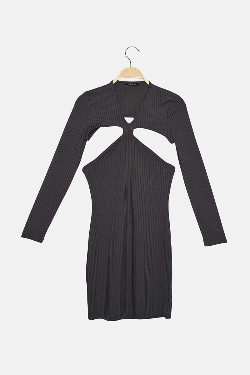 1_org_zoom Cut Out Detail Ribbed Dress - Mini Dresses 33