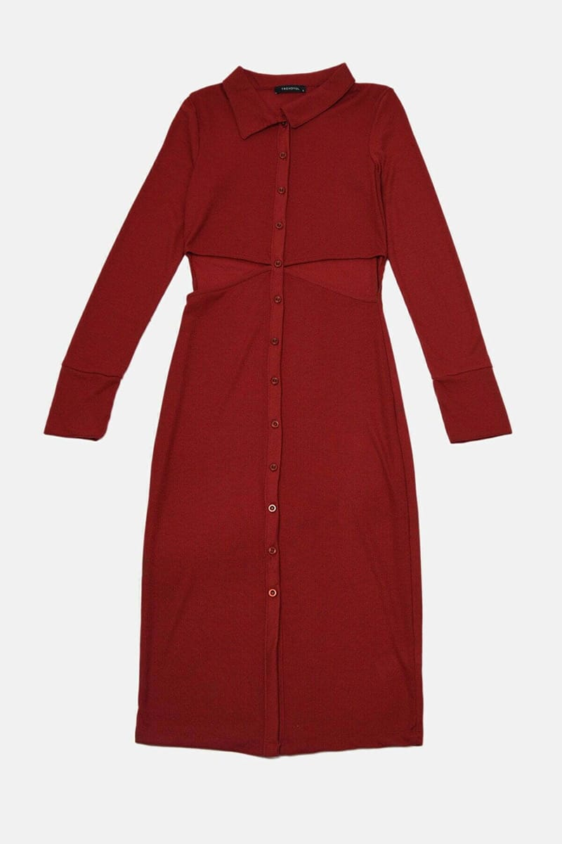 Cut Out Detail Shirt Dress - Party Dresses 38