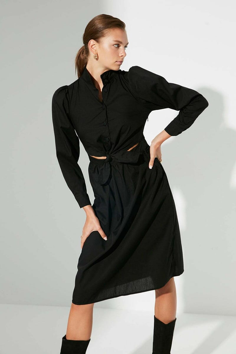 1_org_zoom Cut Out Tie Detail Dress - Midi Dresses 28