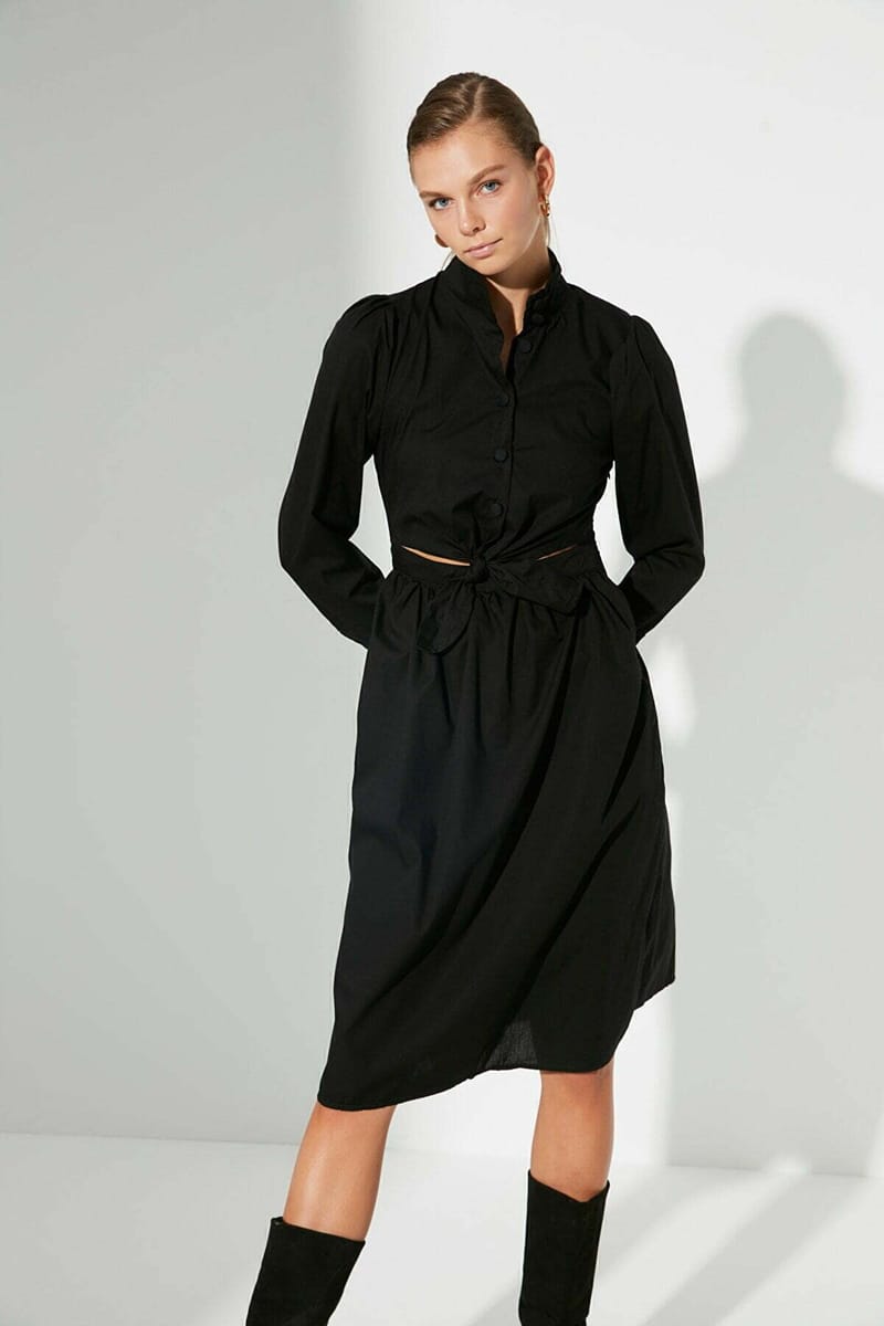 1_org_zoom Cut Out Tie Detail Dress - Midi Dresses 29