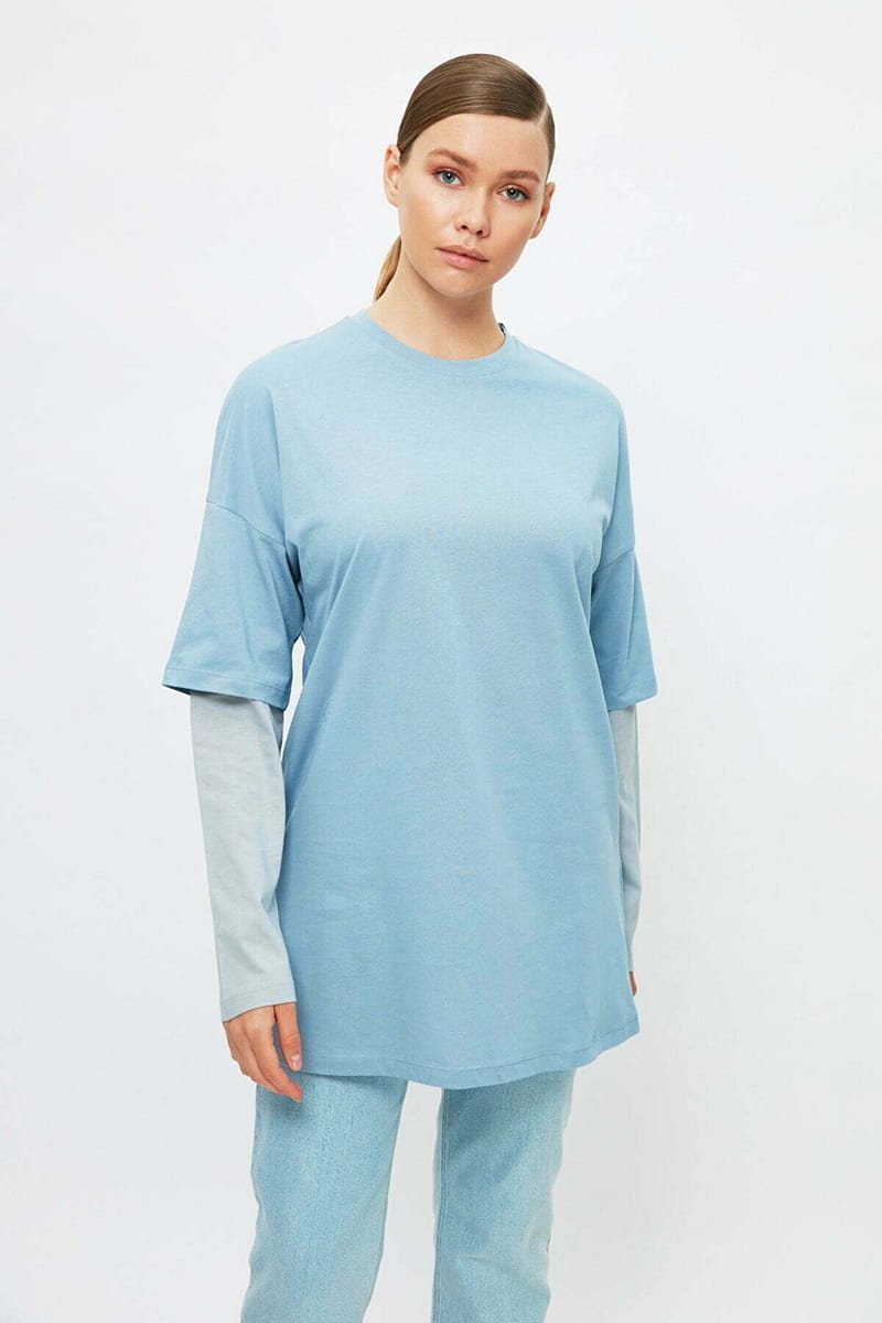 1_org_zoom-51.jpg Crew Neck Double Sleeve Detail Tunic - Tunics 21