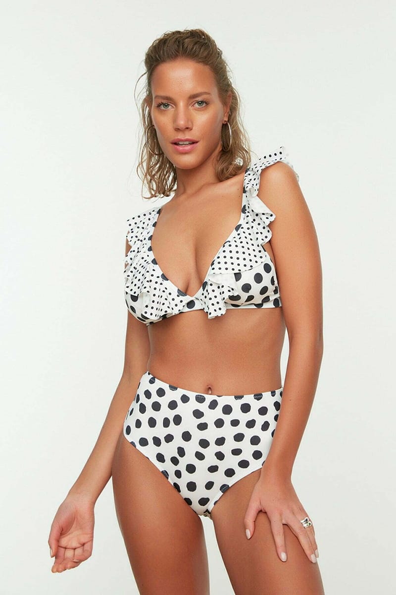 Polka Dot High Rise Bikini Brief - Bikinis 24