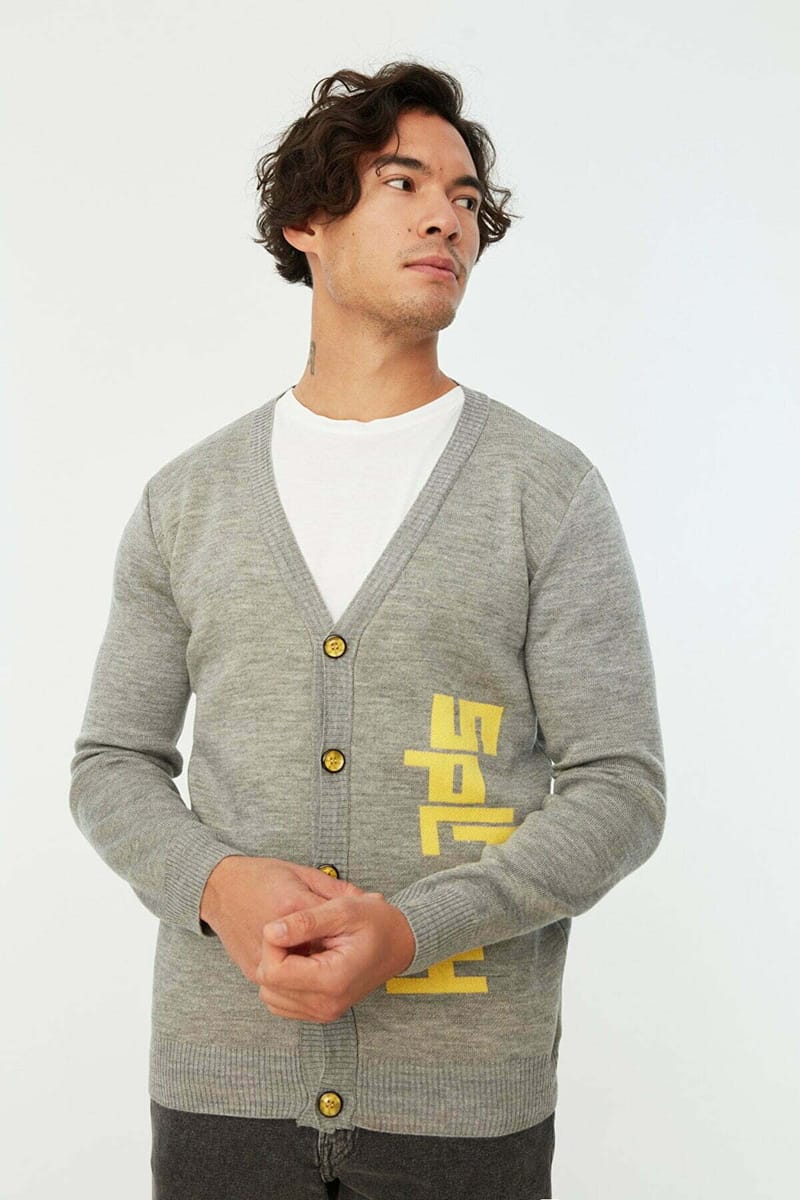 Slogan Knitted V-Neck Cardigan - Cardigans 28