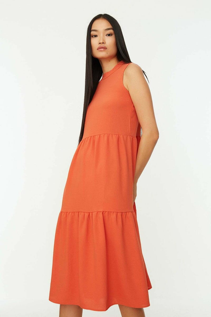 High Neck Tiered Dress - Midi Dresses 68