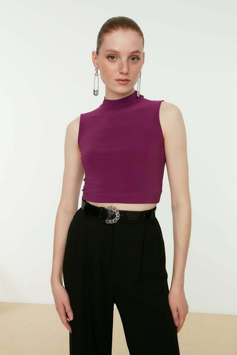 2_org_zoom High Neck Knitted Crop Top - Cropped Tops 15