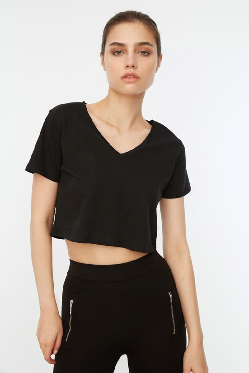 V-Neck Crop T-Shirt - Casual T-Shirt 21