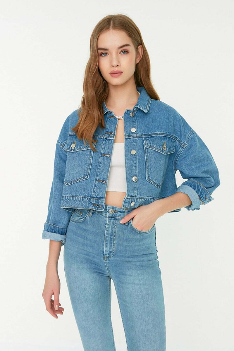 Denim Bomber Crop Jacket - Denim Jackets 15