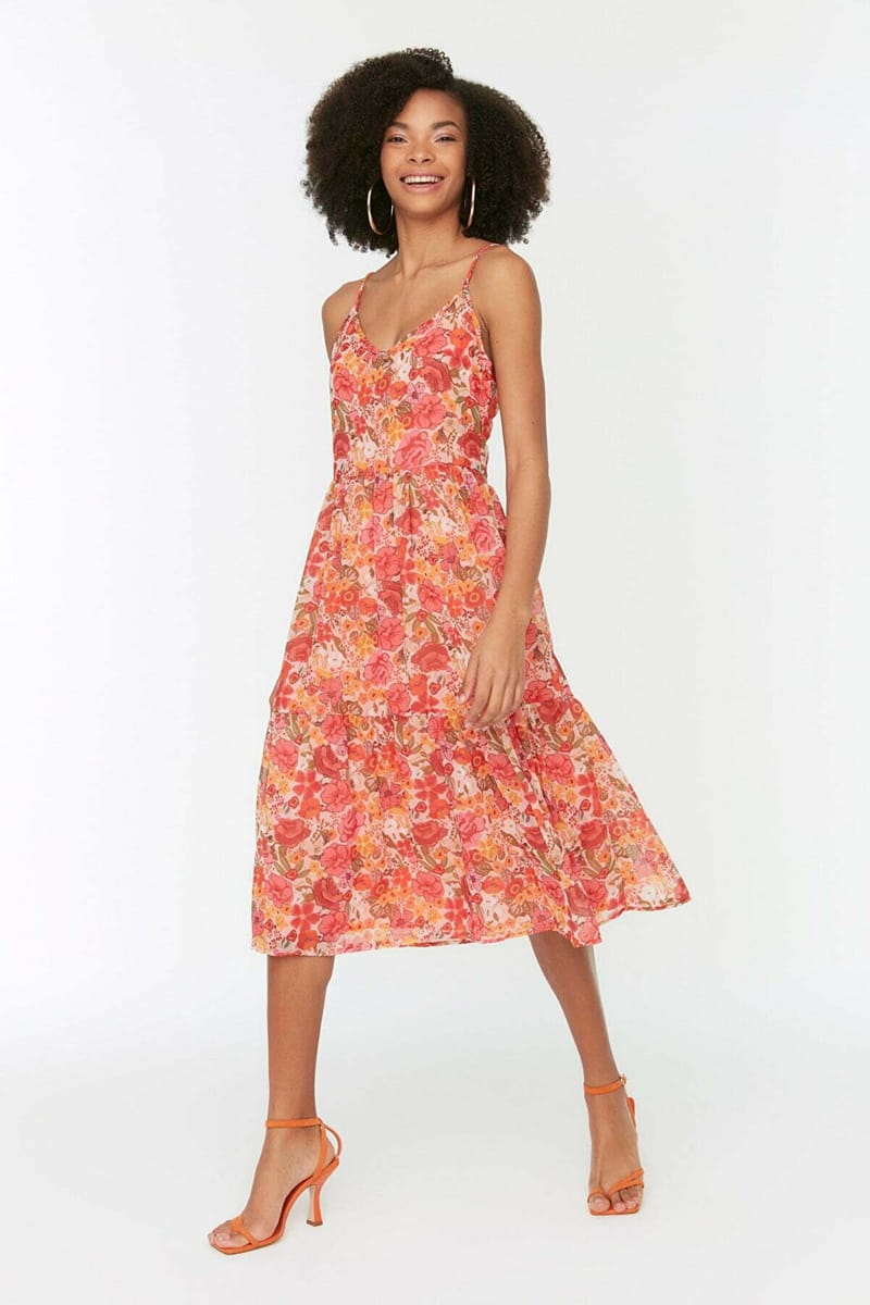 Printed Fit And Flare Midi Dress - Midi Dresses 20
