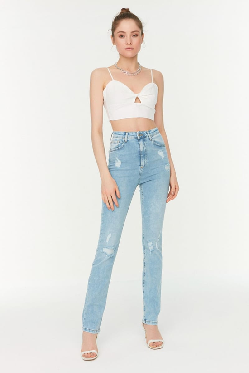 High Waist Slim Flare Jeans - Skinny Jeans 24