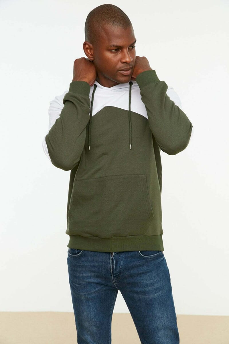 2_org_zoom Men's Hooded Long Sleeve Paneled Sweatshirt with Kangaroo Pockets - Hoodies 29
