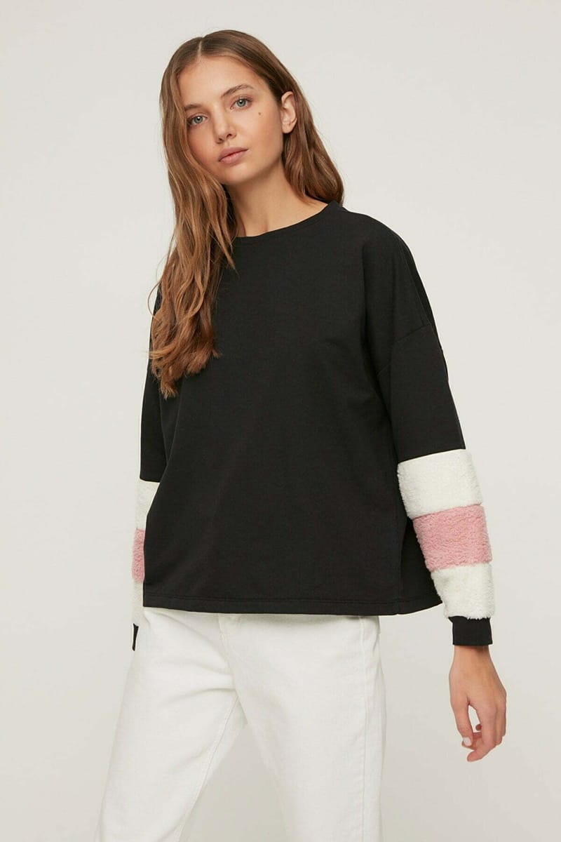 Plush Detailed Basic Thin Knitted Sweatshirt - Sweatshirts 16