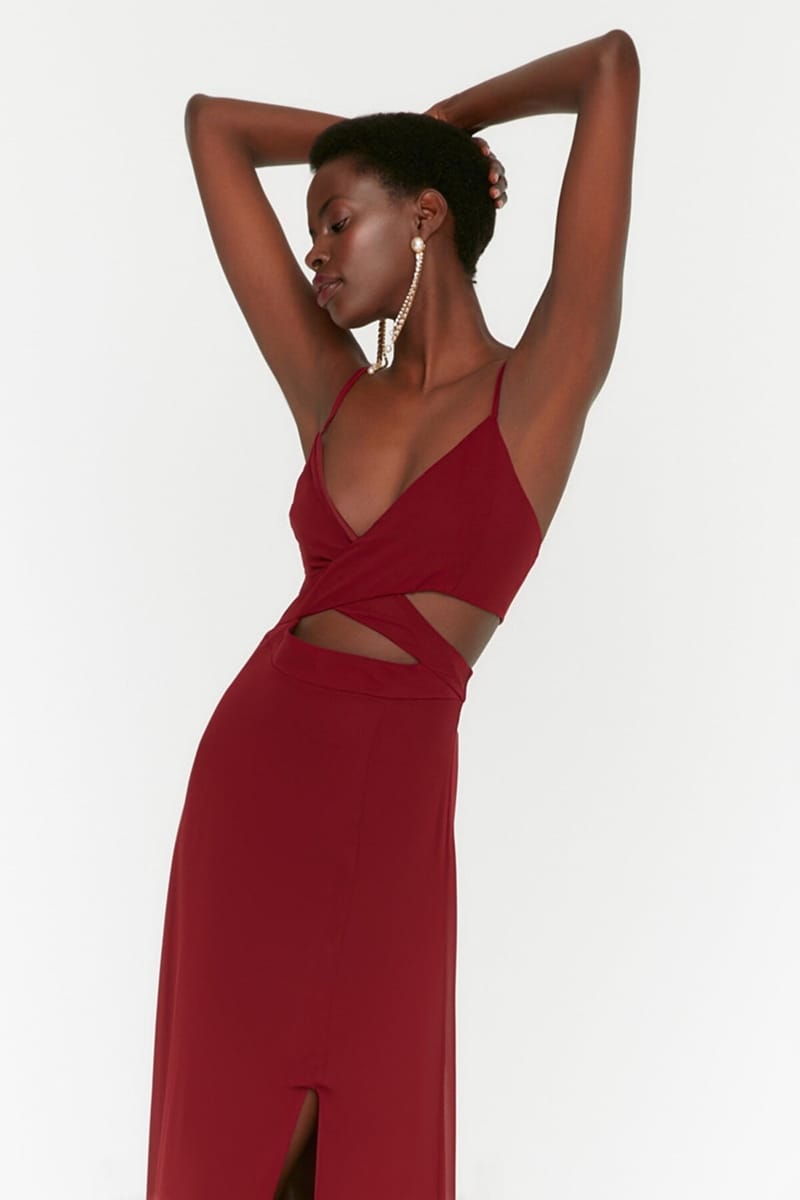 Front Split Strappy Cut Out Detail Dress - Party Dresses 20