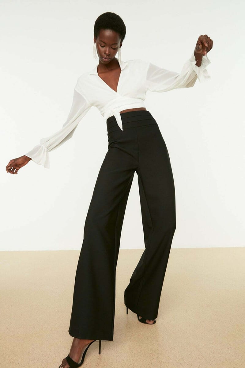 High Waist Rib Detailed Pant - Formal Pants 20