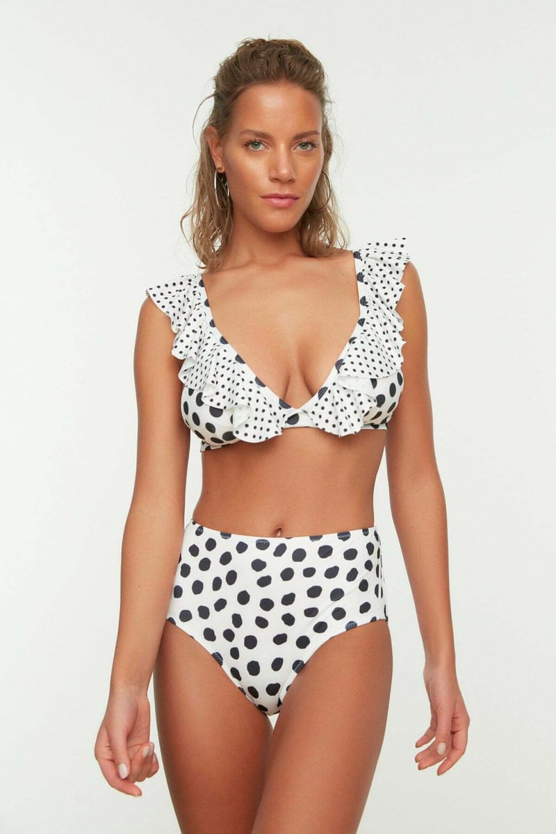 Polka Dot High Rise Bikini Brief - Bikinis 25