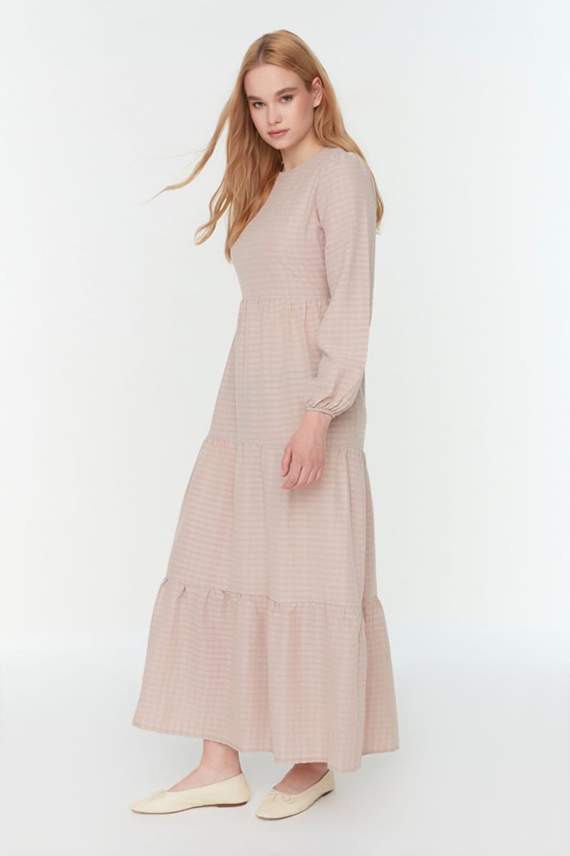 Balloon Sleeve Tiered Dress - Maxi Dresses 21